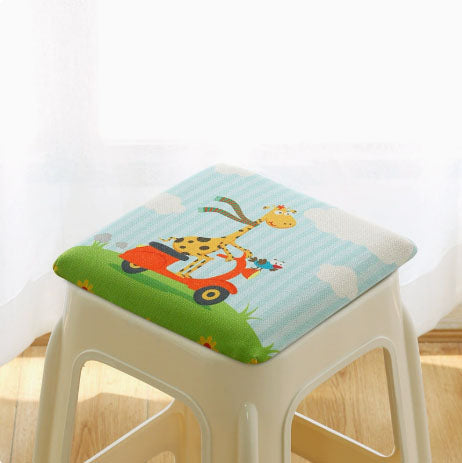 Square memory foam kids stool cushion with deer design
