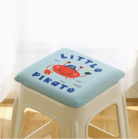 Square memory foam kids stool cushion with crab design