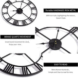 Large metal Roman numeral wall clock 40cm frame detail