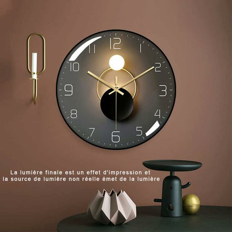 Modern silent wall clock 30cm angled view