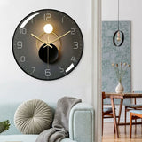 Modern silent wall clock 30cm shown on wall