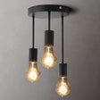 3 Light industrial pendant light in black