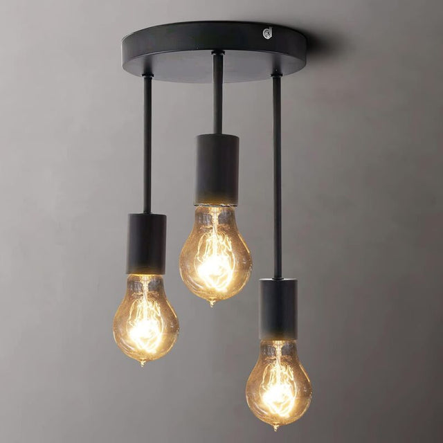 3 Light industrial pendant light in black