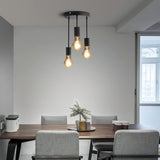 3 Light black industrial pendant light, alternate view