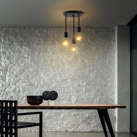 3 Light black industrial pendant light, interior setting