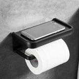 Aleria Toilet Paper Holder with Storage Shelf, Aluminium, Wall Mounted, Black