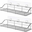 Two pack of stainless steel adhesive shower caddy shelves for wall mounting