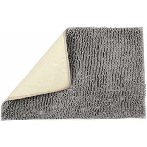 Microfibre chenille shaggy bath mat, 60 x 90 cm, with a deep soft pile on a bathroom floor
