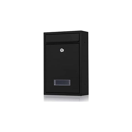 Galvanised steel locking mailbox with name plate in anthracite black - image 1