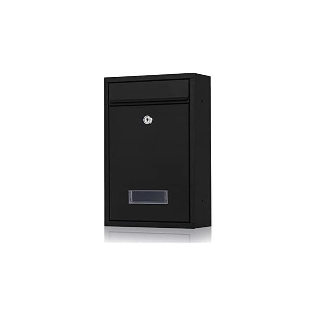 Galvanised steel locking mailbox with name plate in anthracite black - image 1