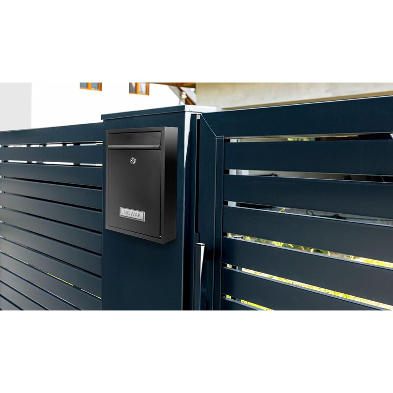 Galvanised steel locking mailbox with name plate in anthracite black - image 3