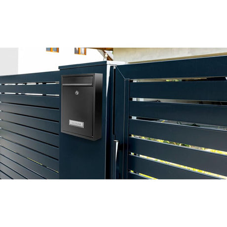 Galvanised steel locking mailbox with name plate in anthracite black - image 3