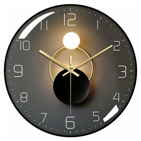 Modern silent wall clock 30cm front view