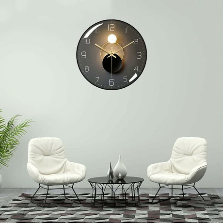 Modern silent wall clock 30cm slim bezel detail
