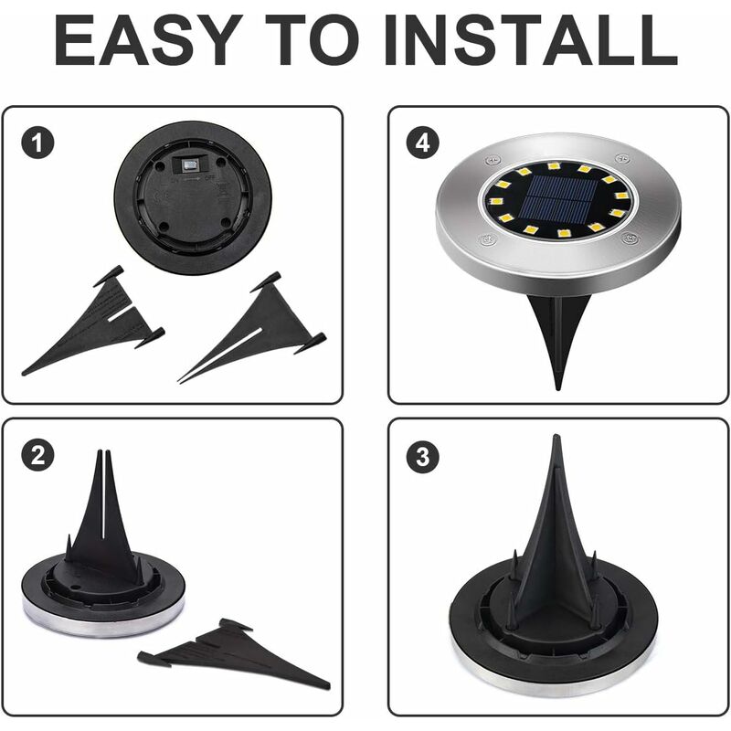 Stainless steel solar ground light with white LEDs in a garden