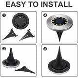 Stainless steel solar ground light with white LEDs in a garden