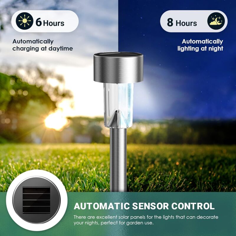 Ugento Solar Pathway Lights, Stainless Steel, 12 Pack