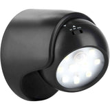 Battery motion sensor wall light with rotating head mounted by a porch