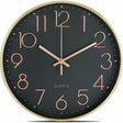 Yellow dial silent wall clock 12 inch front view