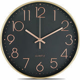 Yellow dial silent wall clock 12 inch front view