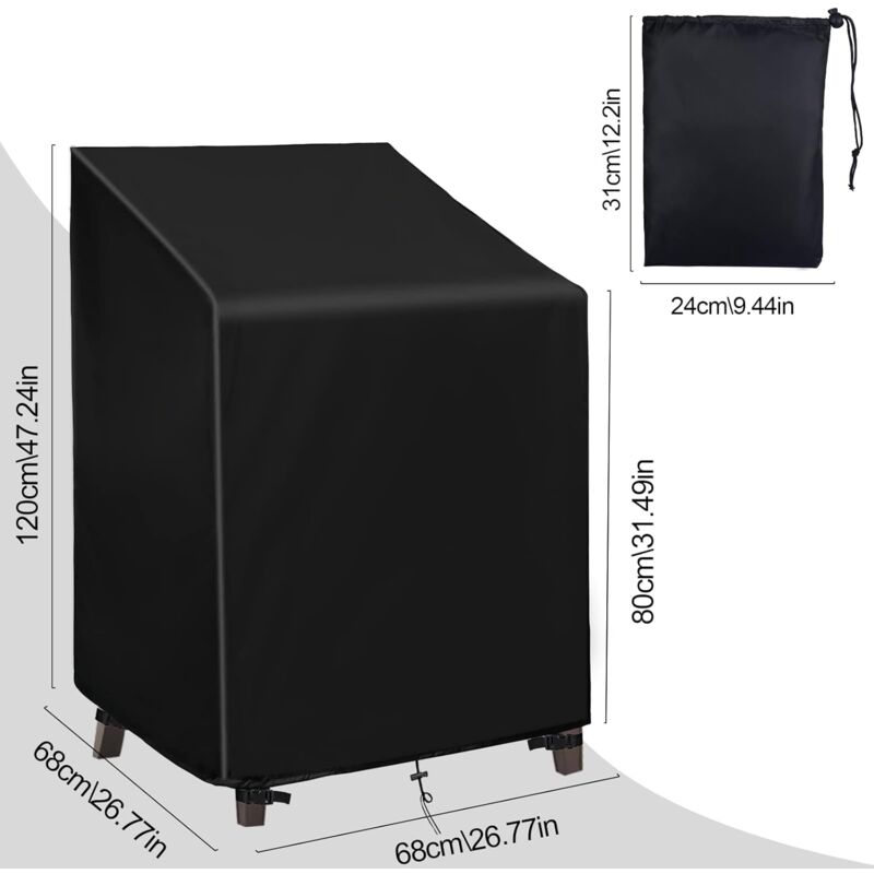 Stacking Chair Cover Oxford 210D, Black 68 x 68 x 80 to 120cm