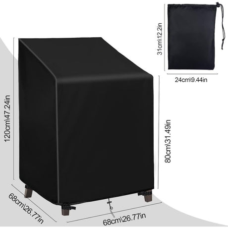 Stacking Chair Cover Oxford 210D, Black 68 x 68 x 80 to 120cm