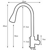 Black stainless steel kitchen mixer tap with pull down sprayer and high spout