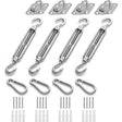 Stainless steel shade sail fixing kit with wall brackets and carabiners