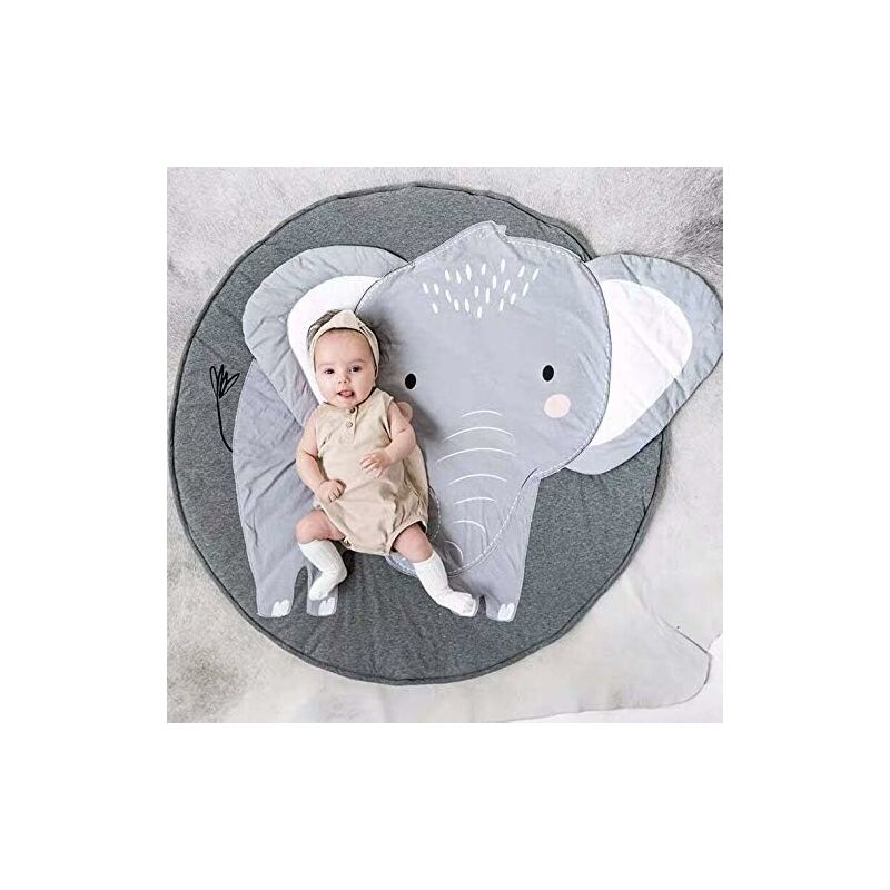 Round elephant design kids play and crawling mat, 90cm