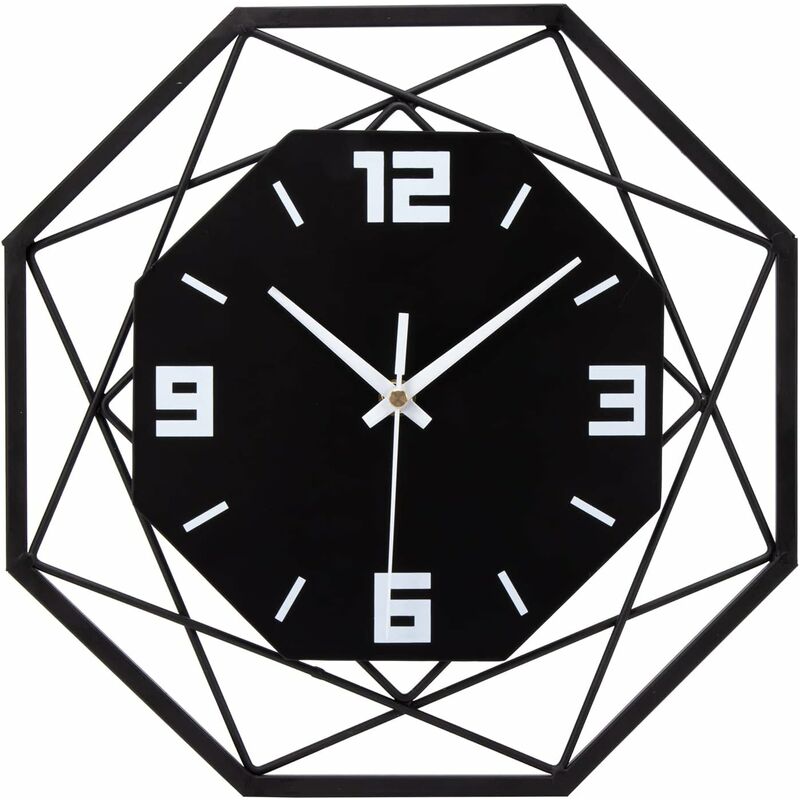 Wood and metal wall clock 30cm front view