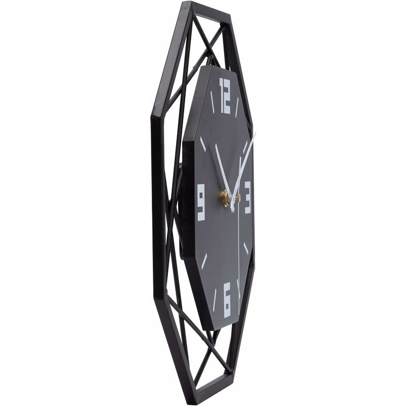 Wood and metal wall clock 30cm angled view