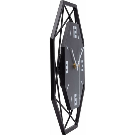 Wood and metal wall clock 30cm angled view