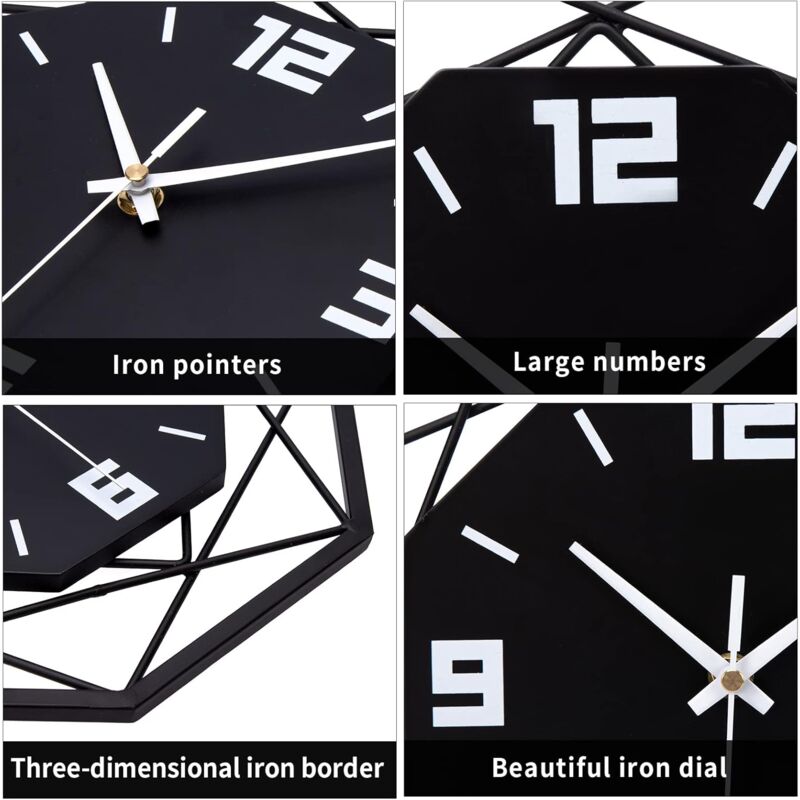 Wood and metal wall clock 30cm detail of dial
