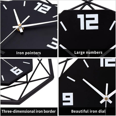 Wood and metal wall clock 30cm detail of dial