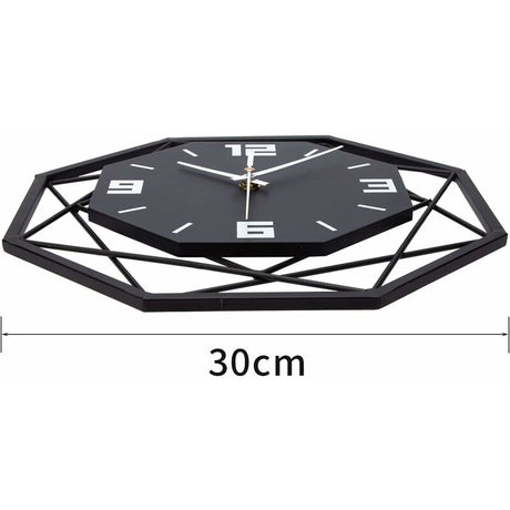 Wood and metal wall clock 30cm shown on wall