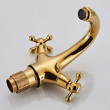 Retro Two Handle Basin Tap Set, Antique Brass Gold