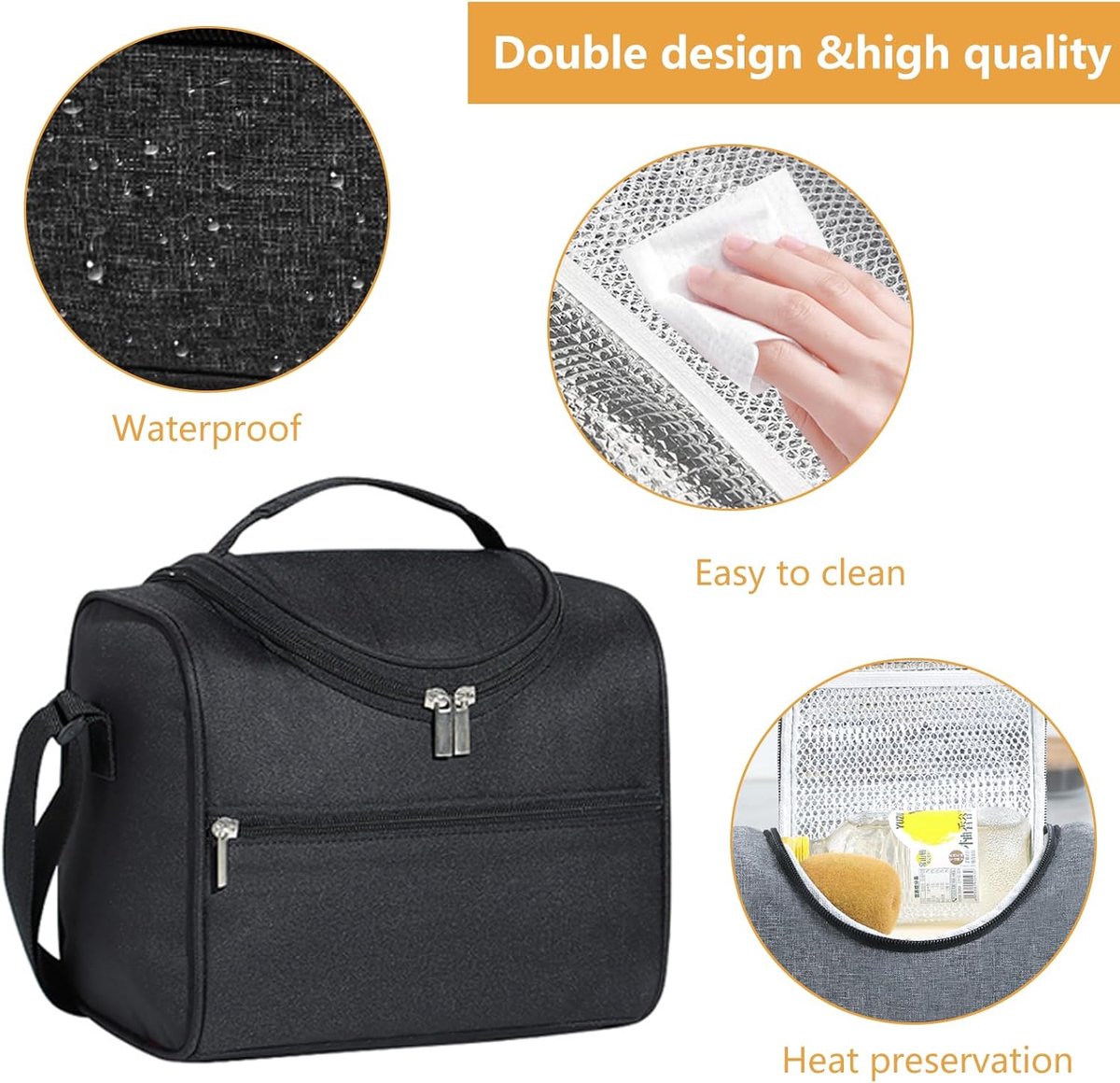Wonboyn Insulated Lunch Bag, Adjustable Strap, 20 x 18.5 x 15.5cm