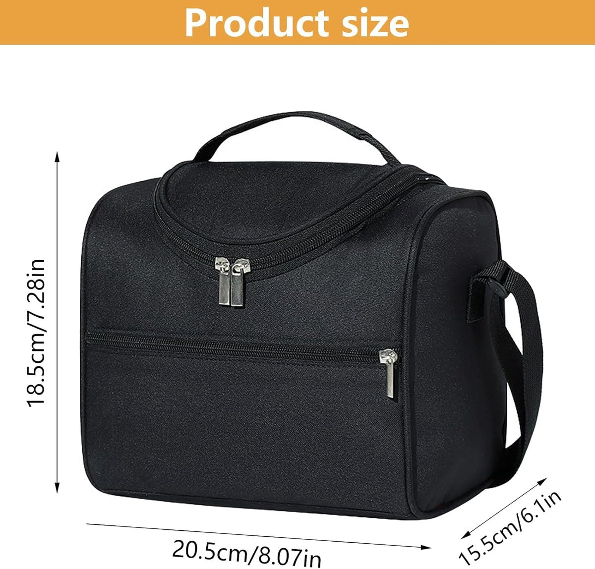 Wonboyn Insulated Lunch Bag, Adjustable Strap, 20 x 18.5 x 15.5cm