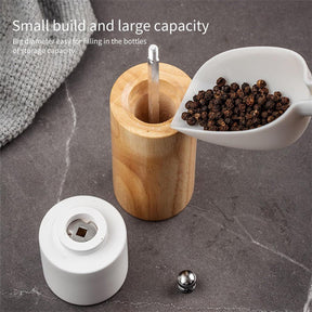 Marzamemi wooden salt or pepper mill in white with ceramic core