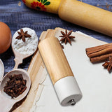 Marzamemi Salt or Pepper Mill, Wood, Adjustable Ceramic Core, Manual, White