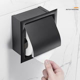 Toilet roll holder shown with dimensions of 16.4 by 15.4 by 7.4 cm