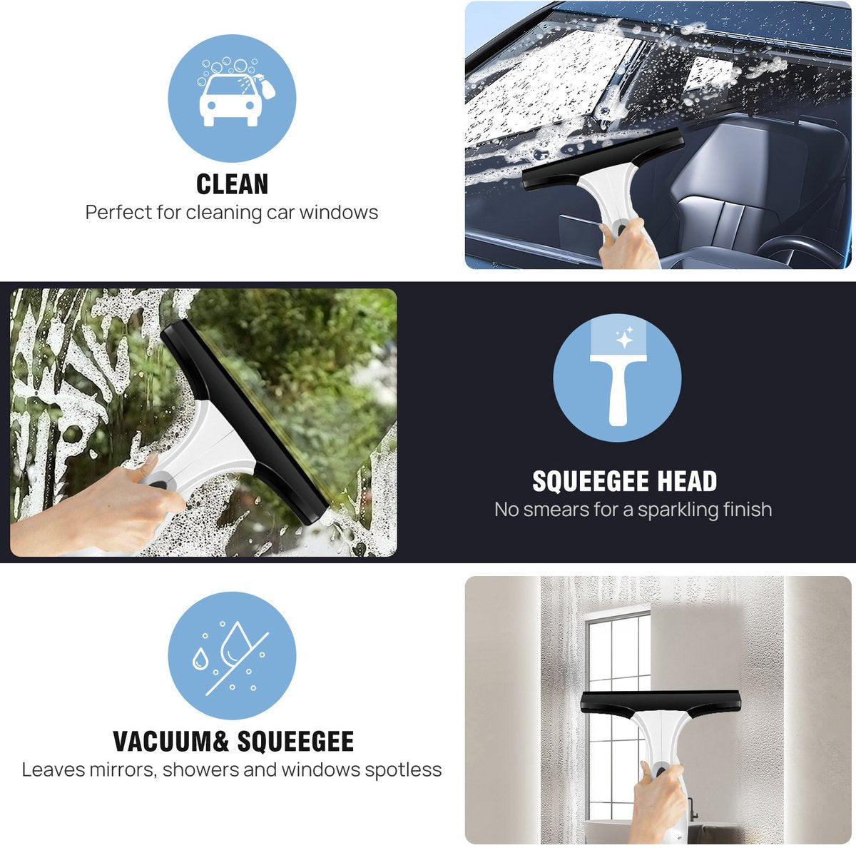 Zwickau Window Vacuum Squeegee Cleaner, Cordless, 150ml Tank