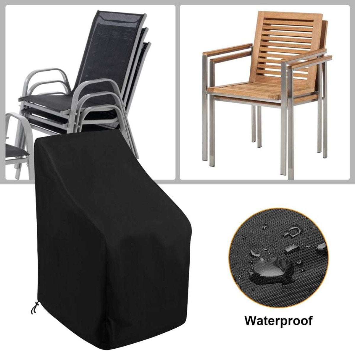 Stackable Chair Cover Oxford 210D Black 64 x 64 x 120cm