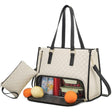 Beige cooler bag with padded laptop compartment for work commutes