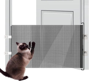 Retractable Safety Gate, No Drill Mesh 125cm Wide Black