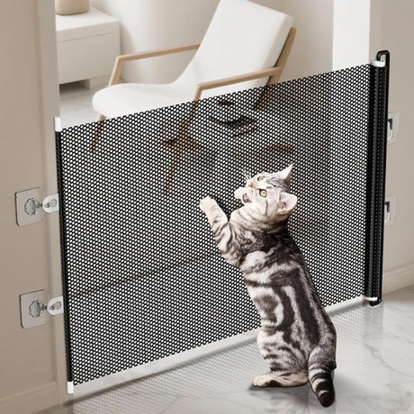Retractable Safety Gate, No Drill Mesh 125cm Wide Black