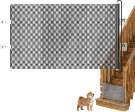 Retractable Safety Gate, No Drill Mesh 125cm Wide Black