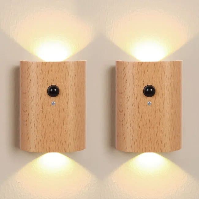 2 pack rechargeable LED wall light with motion sensor warm white