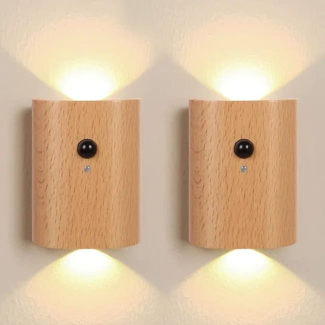 2 pack rechargeable LED wall light with motion sensor warm white