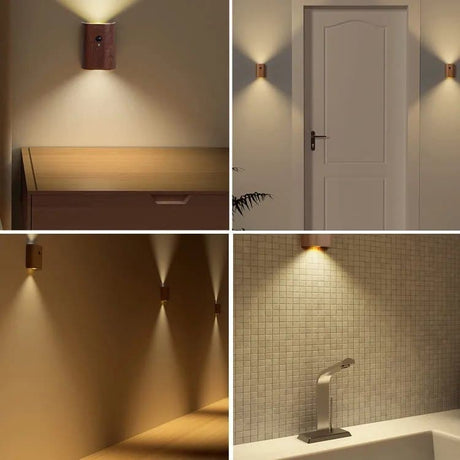 2 pack rechargeable LED wall light with motion sensor warm white